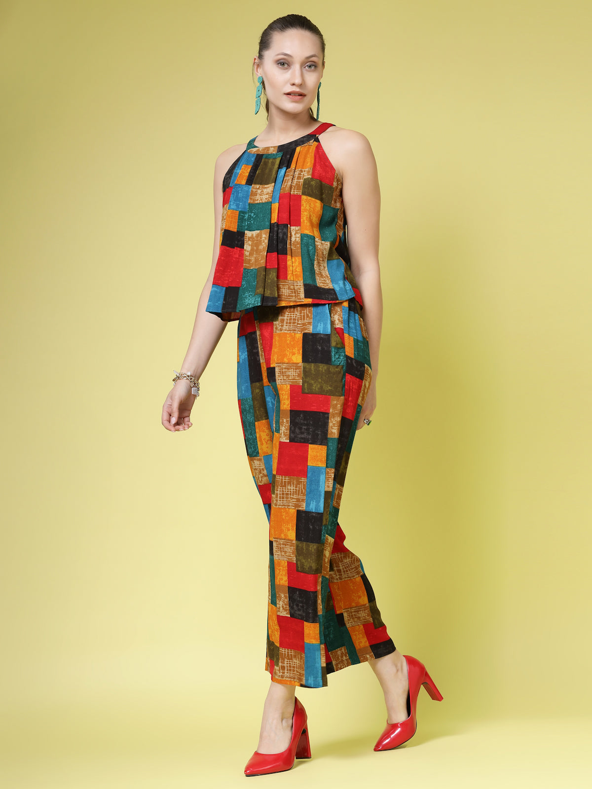 Women’s Printed Halter Neck Top With Trouser