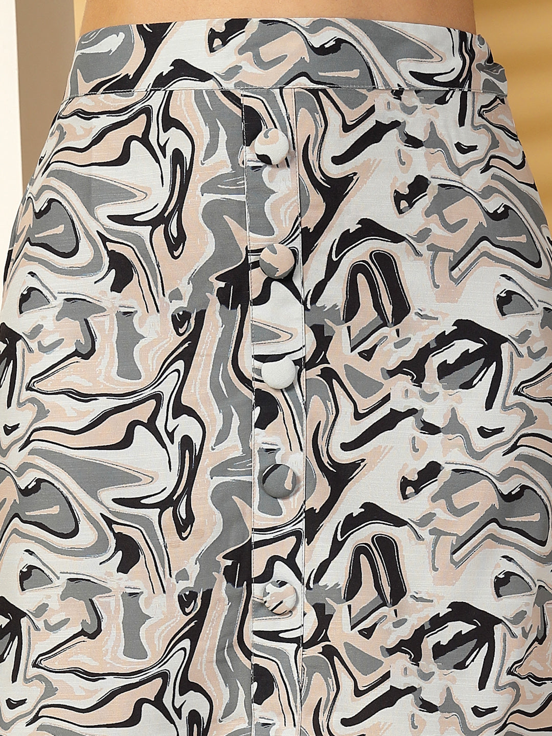 Women’s Printed Shirt Collar Pure Cotton Top With Skirt Co-Ords