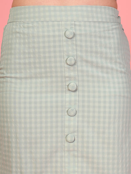 Women’s Self Design Collar Neck Top With Skirts Co-Ords