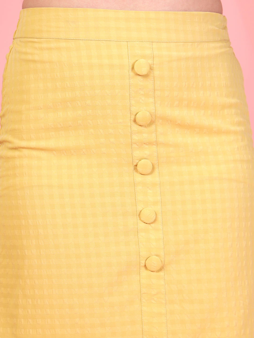 Women’s Self Design Shirt Neck Top With Skirt Co-Ords