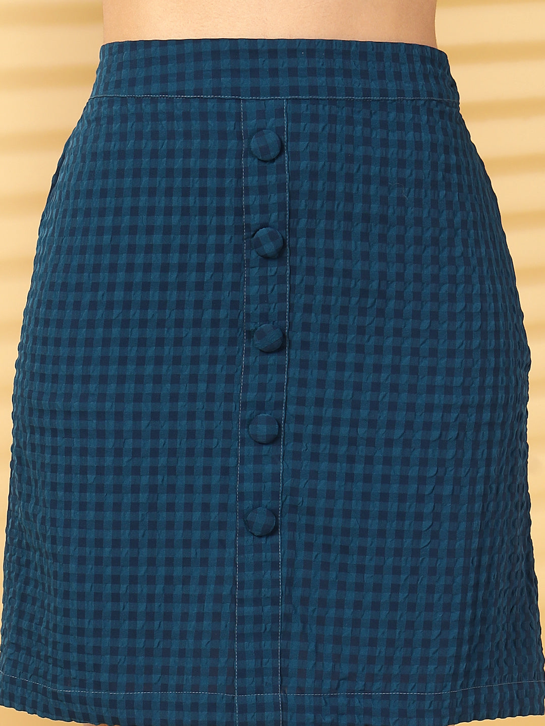 Women’s Checked V Neck Top With Skirt Co-Ords