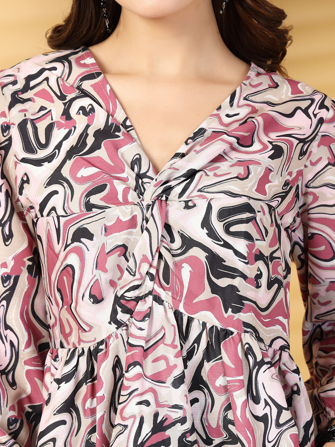 Women’s Printed Bishop Sleeves Pure Cotton Empire Top