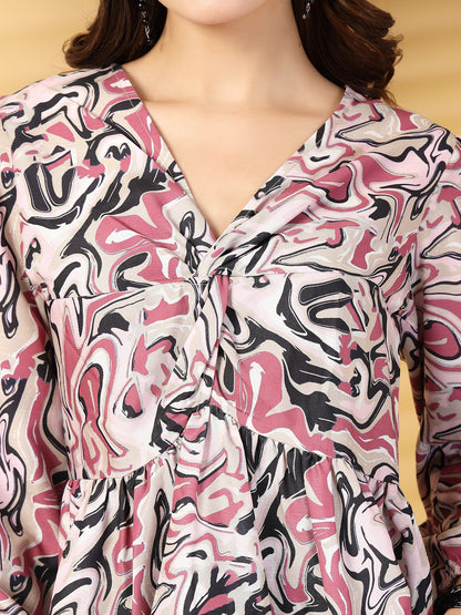 Women’s Printed Bishop Sleeves Pure Cotton Empire Top