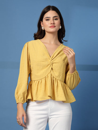 Women’s Puff Sleeves Self Design Top