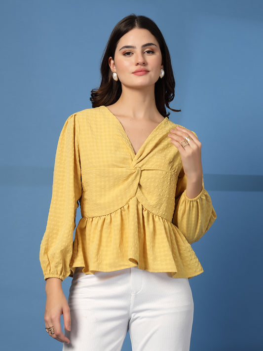 Women’s Puff Sleeves Self Design Top