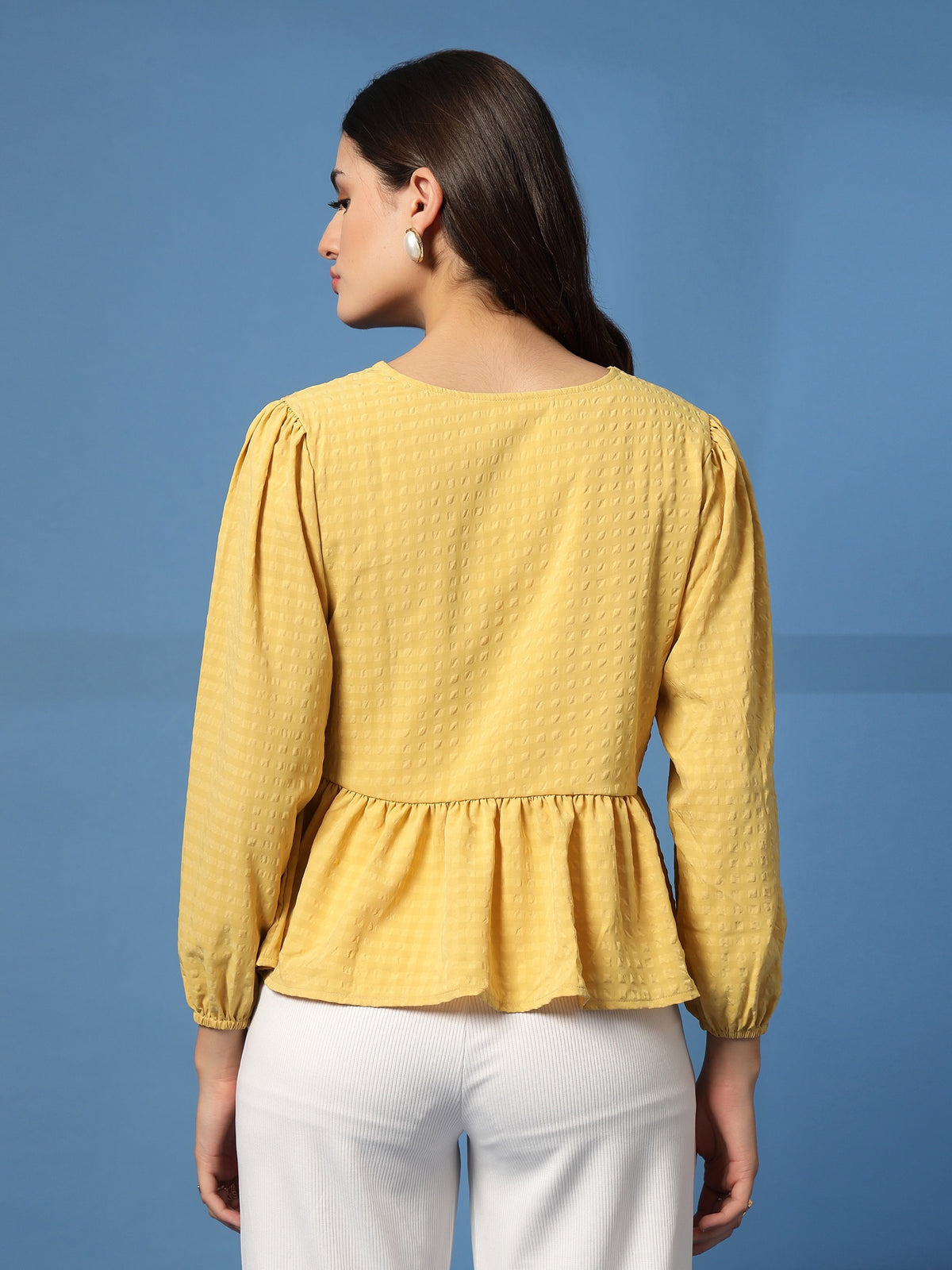 Women’s Puff Sleeves Self Design Top