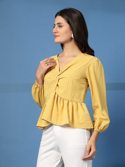 Women’s Puff Sleeves Self Design Top