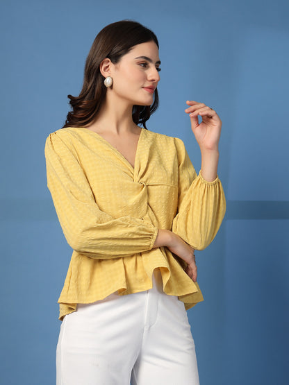 Women’s Puff Sleeves Self Design Top