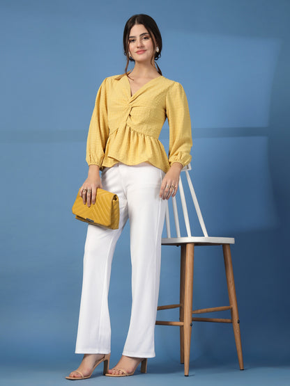 Women’s Puff Sleeves Self Design Top
