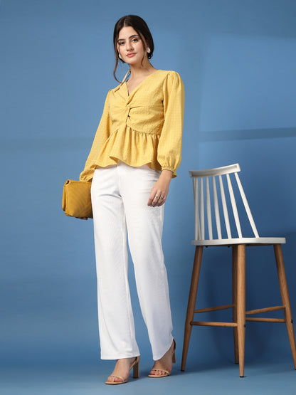 Women’s Puff Sleeves Self Design Top