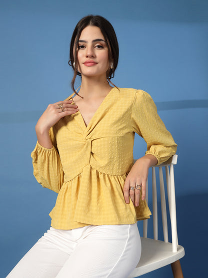 Women’s Puff Sleeves Self Design Top