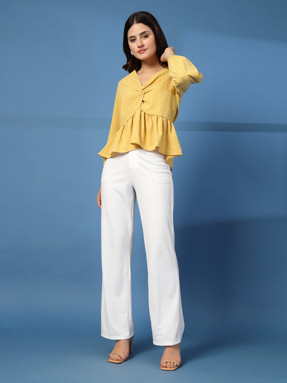 Women’s Puff Sleeves Self Design Top