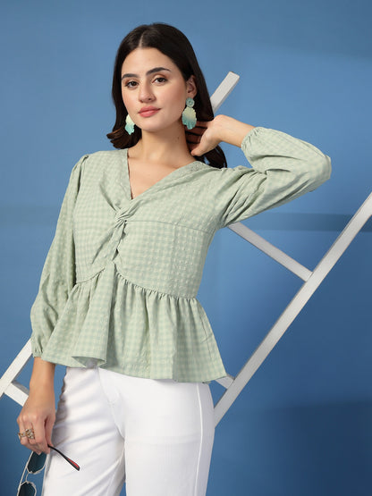 Women’s Puff Sleeves Peplum Top