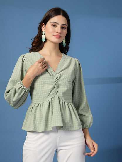 Women’s Puff Sleeves Peplum Top