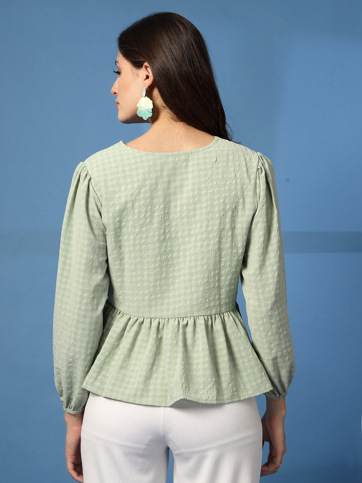 Women’s Puff Sleeves Peplum Top