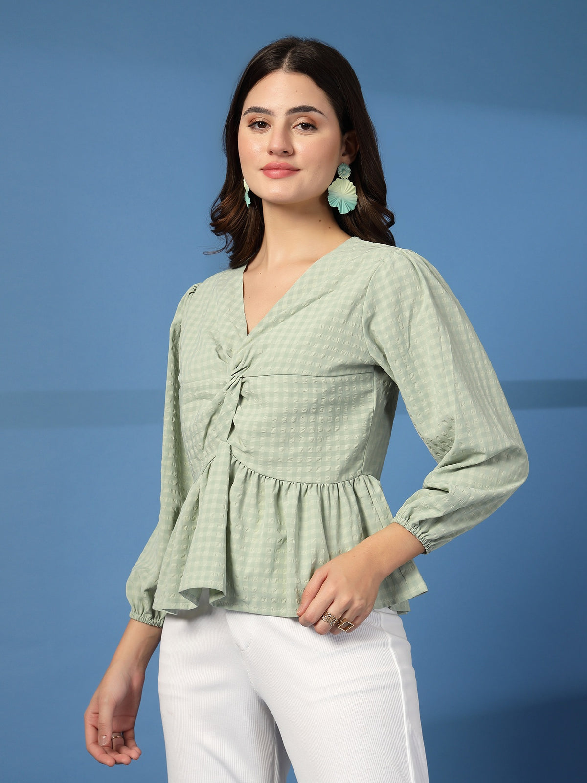 Women’s Puff Sleeves Peplum Top