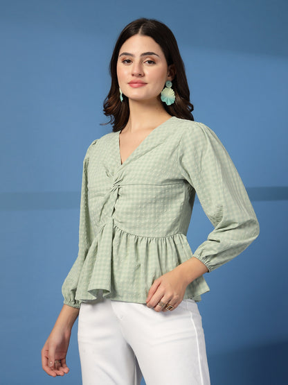 Women’s Puff Sleeves Peplum Top