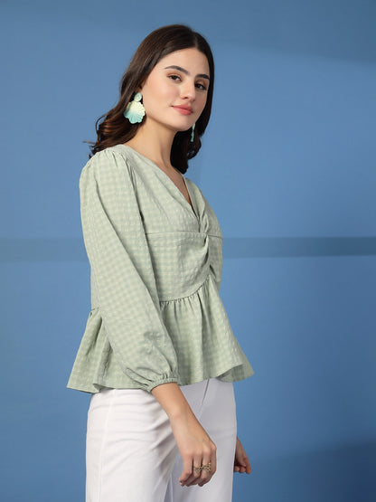 Women’s Puff Sleeves Peplum Top