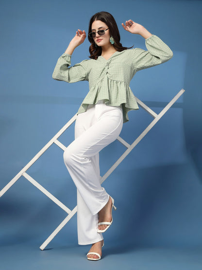 Women’s Puff Sleeves Peplum Top