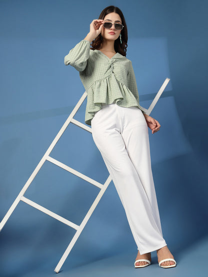 Women’s Puff Sleeves Peplum Top