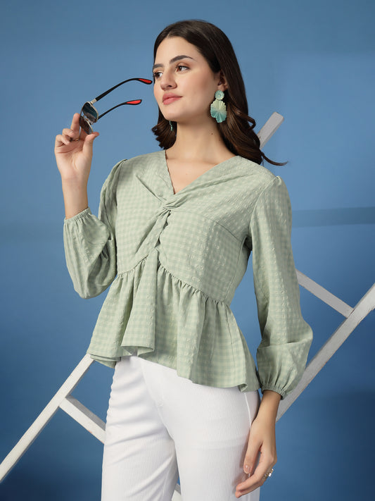 Women’s Puff Sleeves Peplum Top