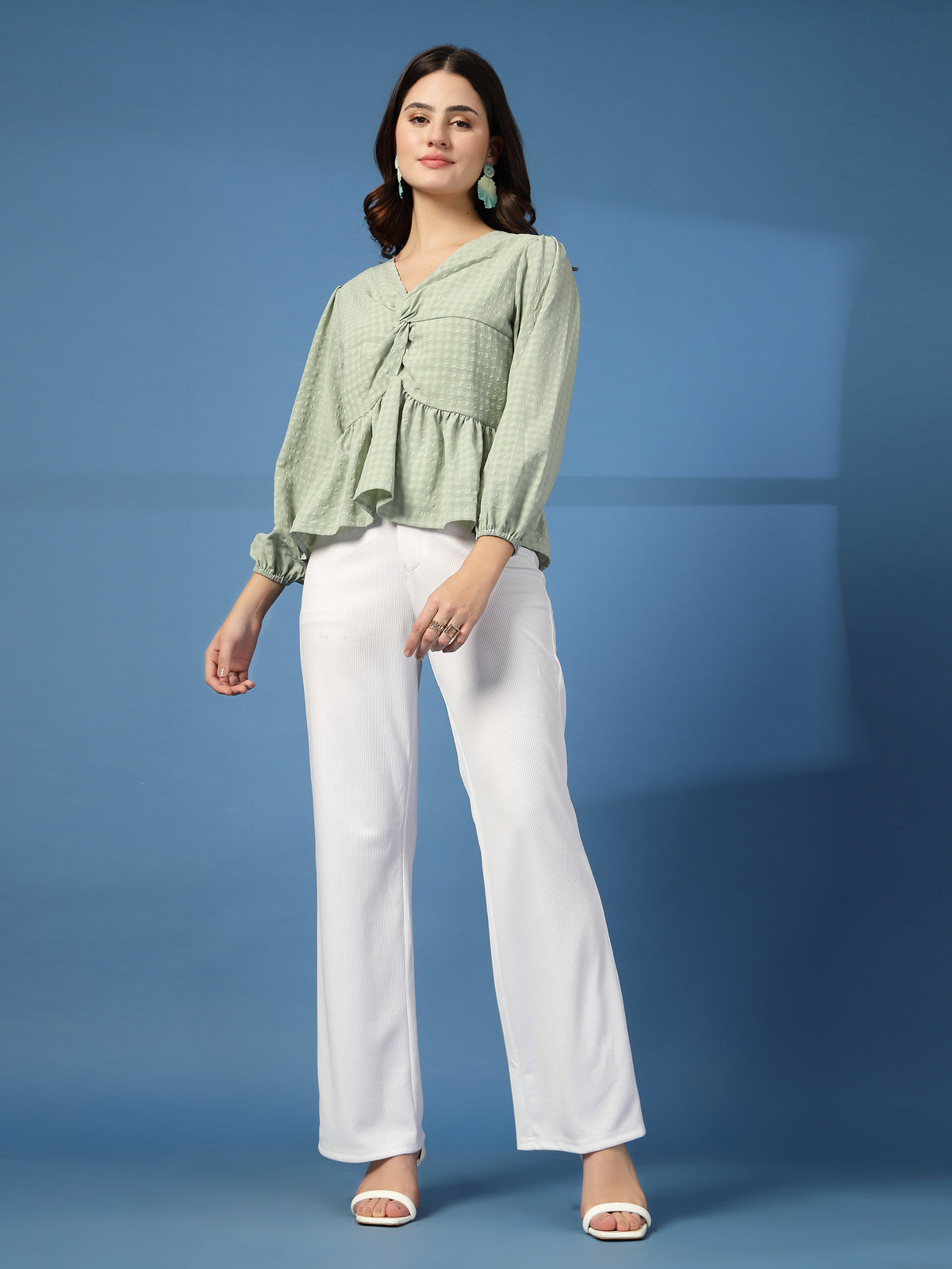 Women’s Puff Sleeves Peplum Top