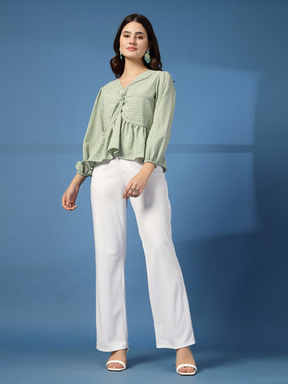 Women’s Puff Sleeves Peplum Top
