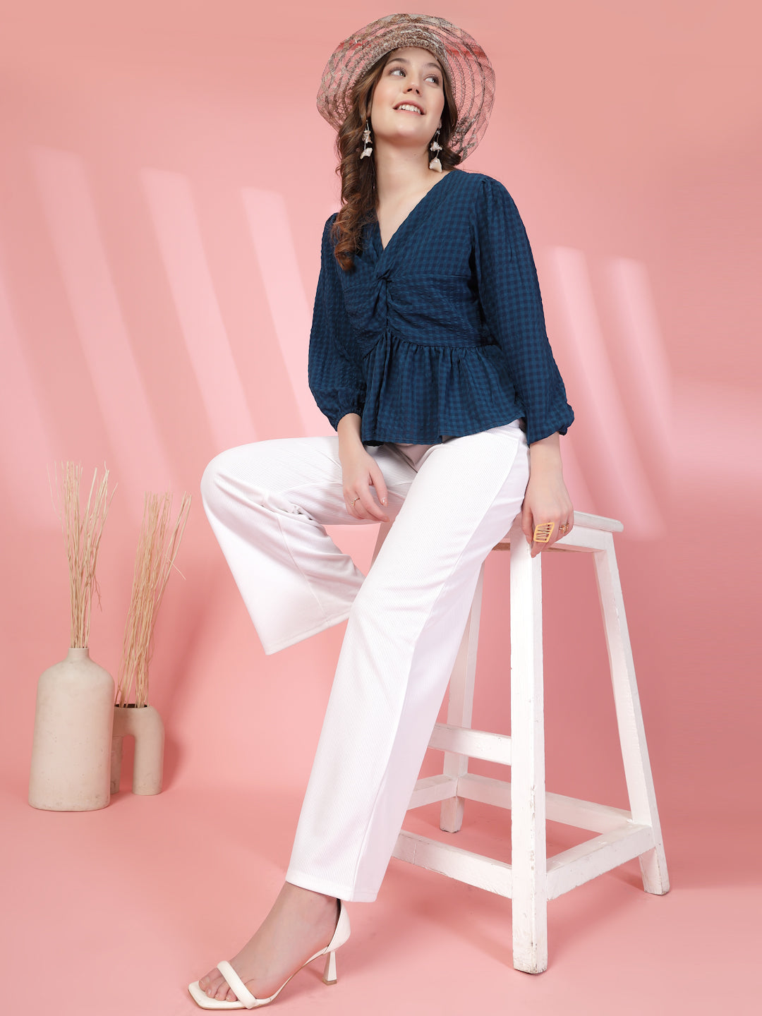 Women’s Puff Sleeves Empire Crop Top