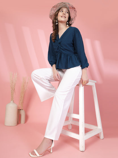 Women’s Puff Sleeves Empire Crop Top