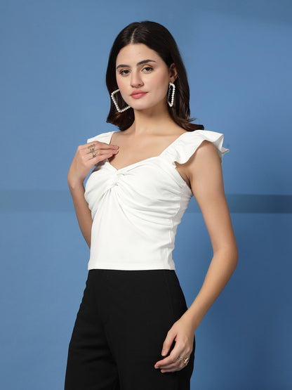 Women’s Solid Sweetheart Neck Crop Top