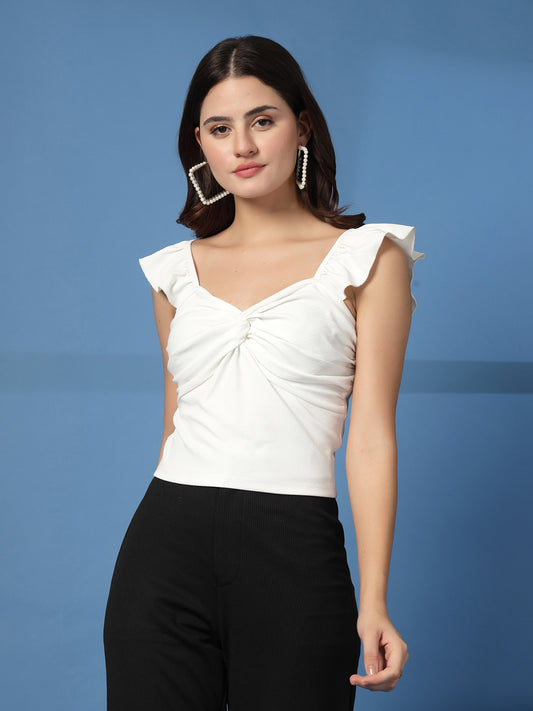 Women’s Solid Sweetheart Neck Crop Top