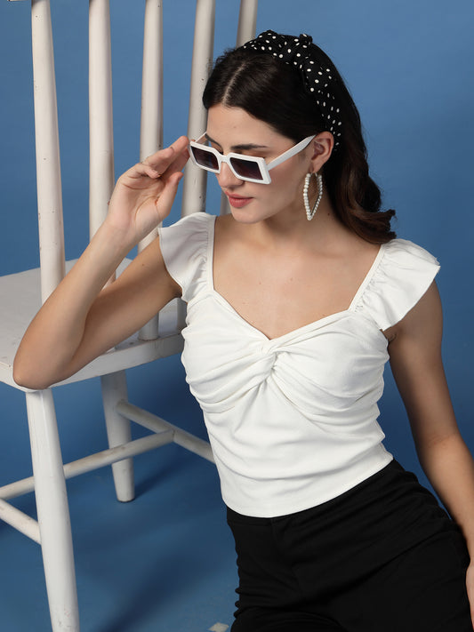 Women’s Solid Sweetheart Neck Crop Top