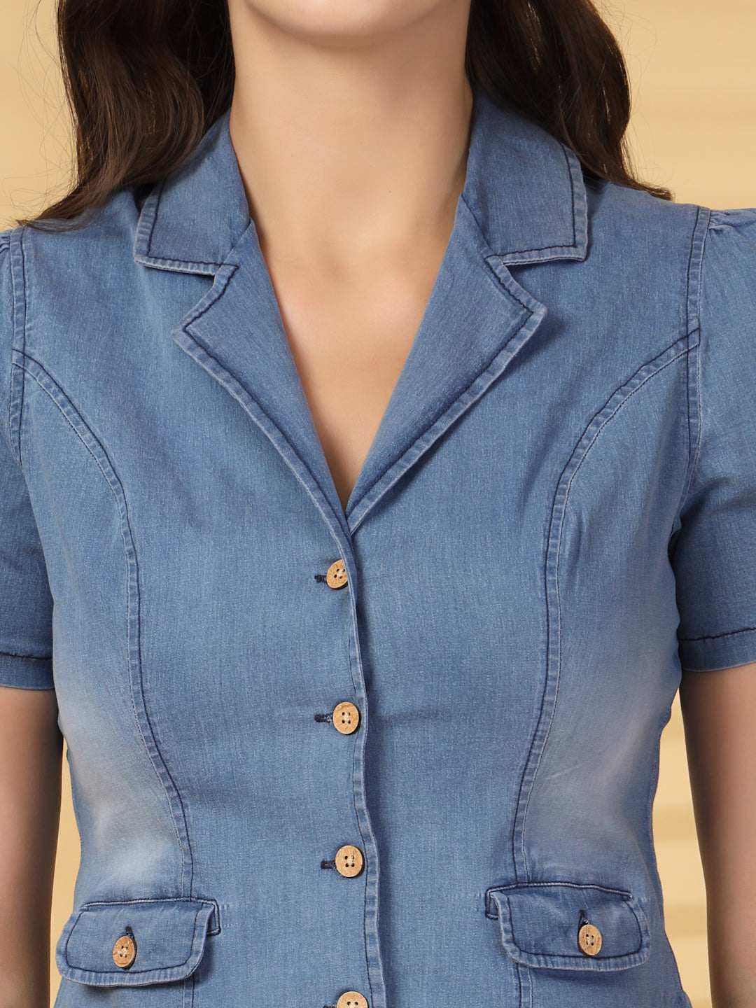 Women’s Lapel Collar Shirt Style Top With Mini Skirt