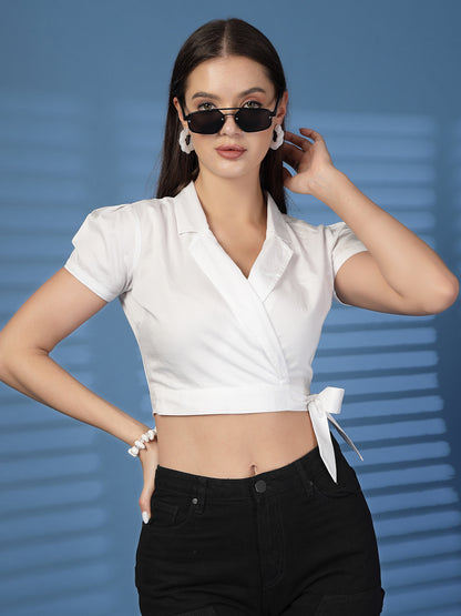 Women’s Puff Sleeve Cotton Crop Top