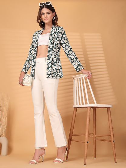 Women’s Floral Printed Comfort-Fit Open-Front Casual Blazer