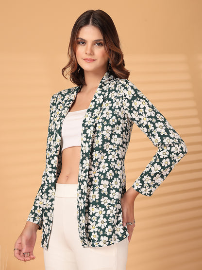 Women’s Floral Printed Comfort-Fit Open-Front Casual Blazer