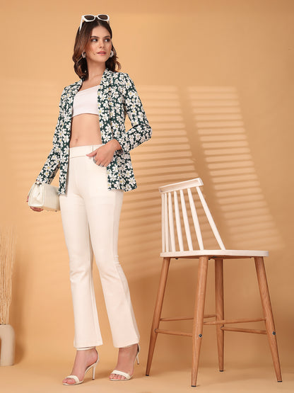 Women’s Floral Printed Comfort-Fit Open-Front Casual Blazer