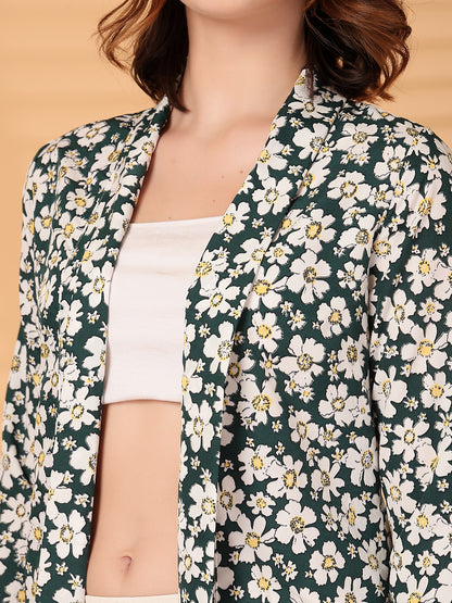 Women’s Floral Printed Comfort-Fit Open-Front Casual Blazer