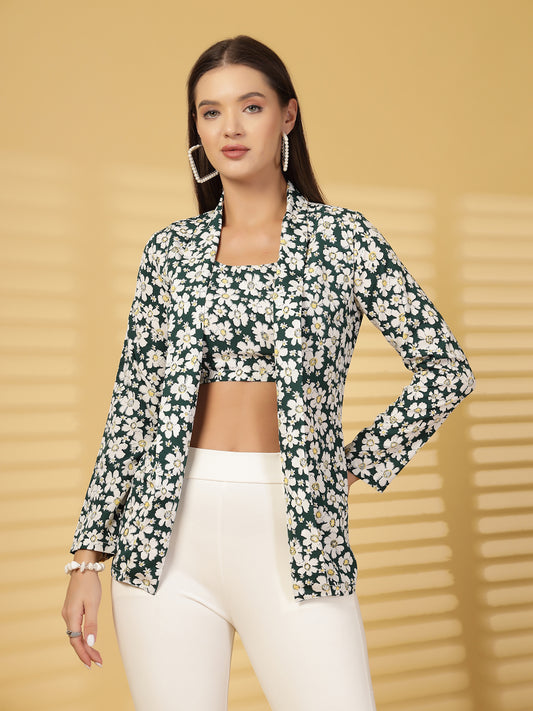 Women’s Floral Printed Blazer With Top