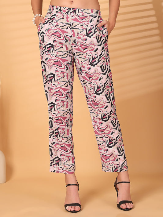 Women’s Abstract Printed Straight Cotton Palazzos