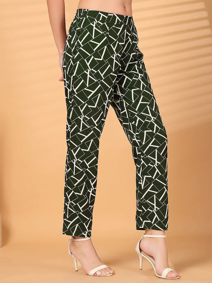 Women’s Abstract Printed Straight Fit Palazzos