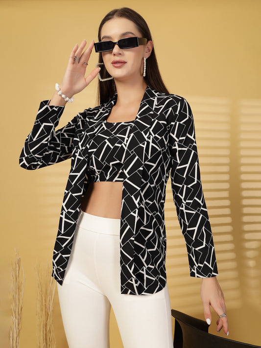 Women’s Printed Crop Top with Blazer