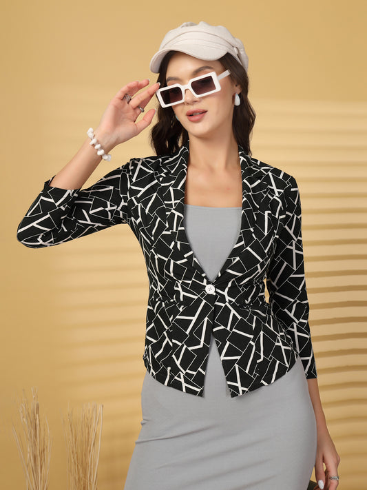 Women’s Abstract Printed Coat & Grey Dress