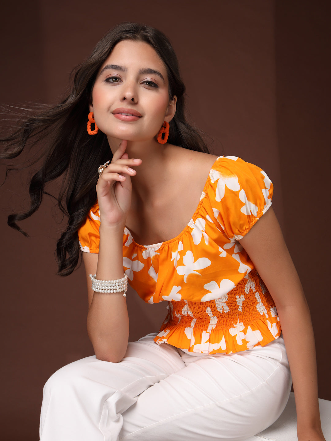Women’s Floral Print Puff Sleeve Top