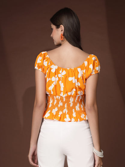 Women’s Floral Print Puff Sleeve Top