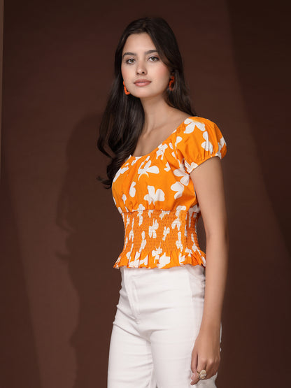 Women’s Floral Print Puff Sleeve Top