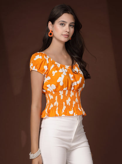 Women’s Floral Print Puff Sleeve Top