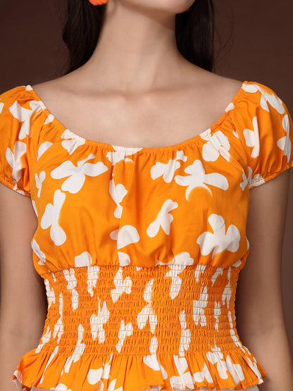 Women’s Floral Print Puff Sleeve Top