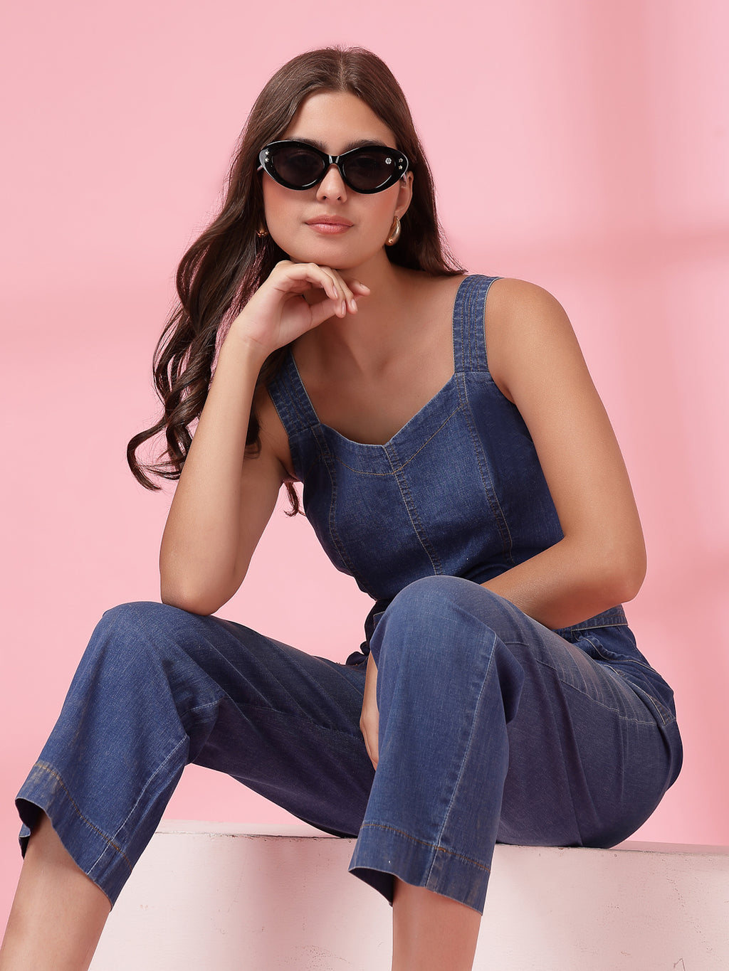 Being Naughty Denim Jumpsuit - Blue