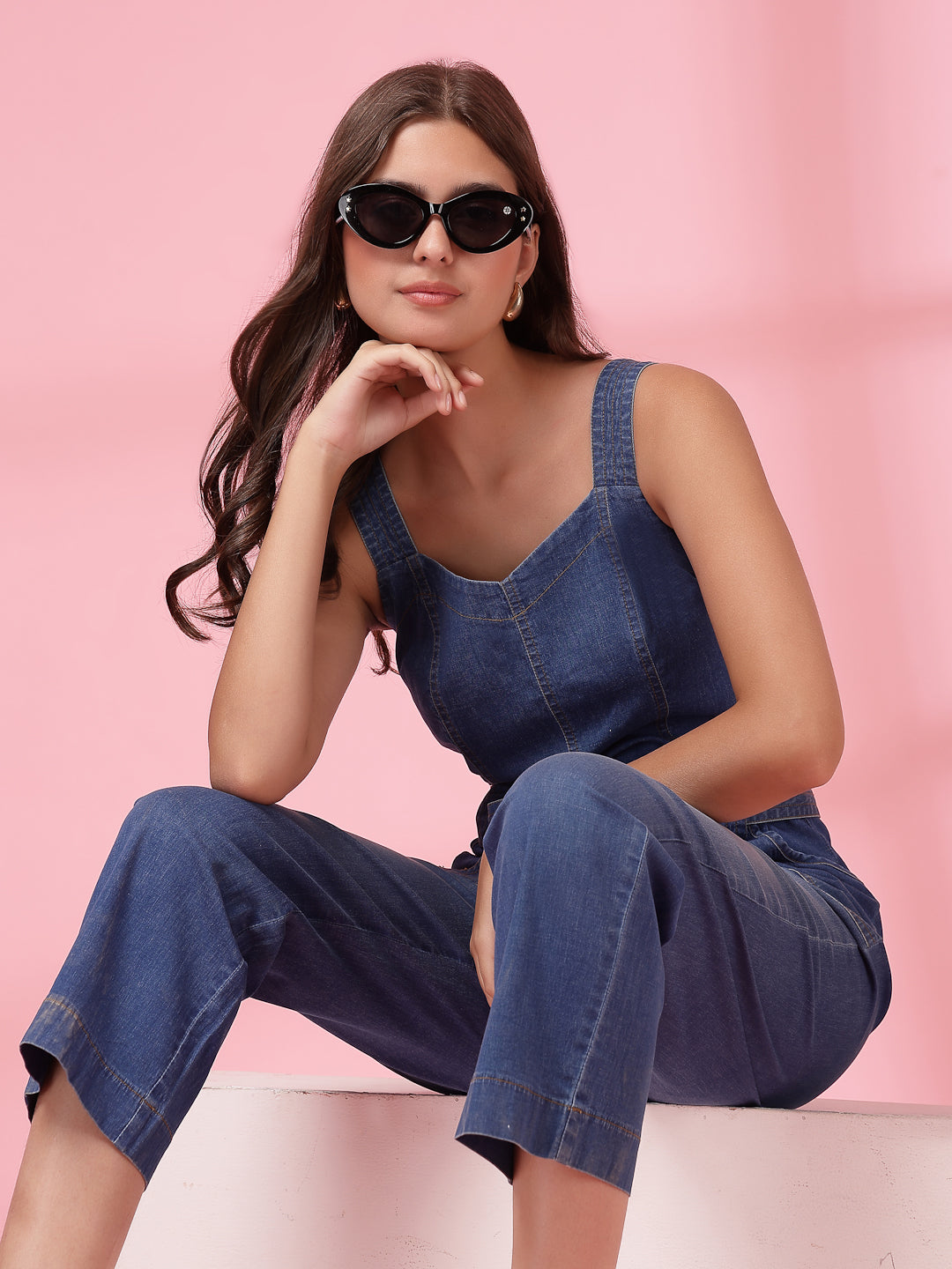 Being Naughty Denim Jumpsuit - Blue